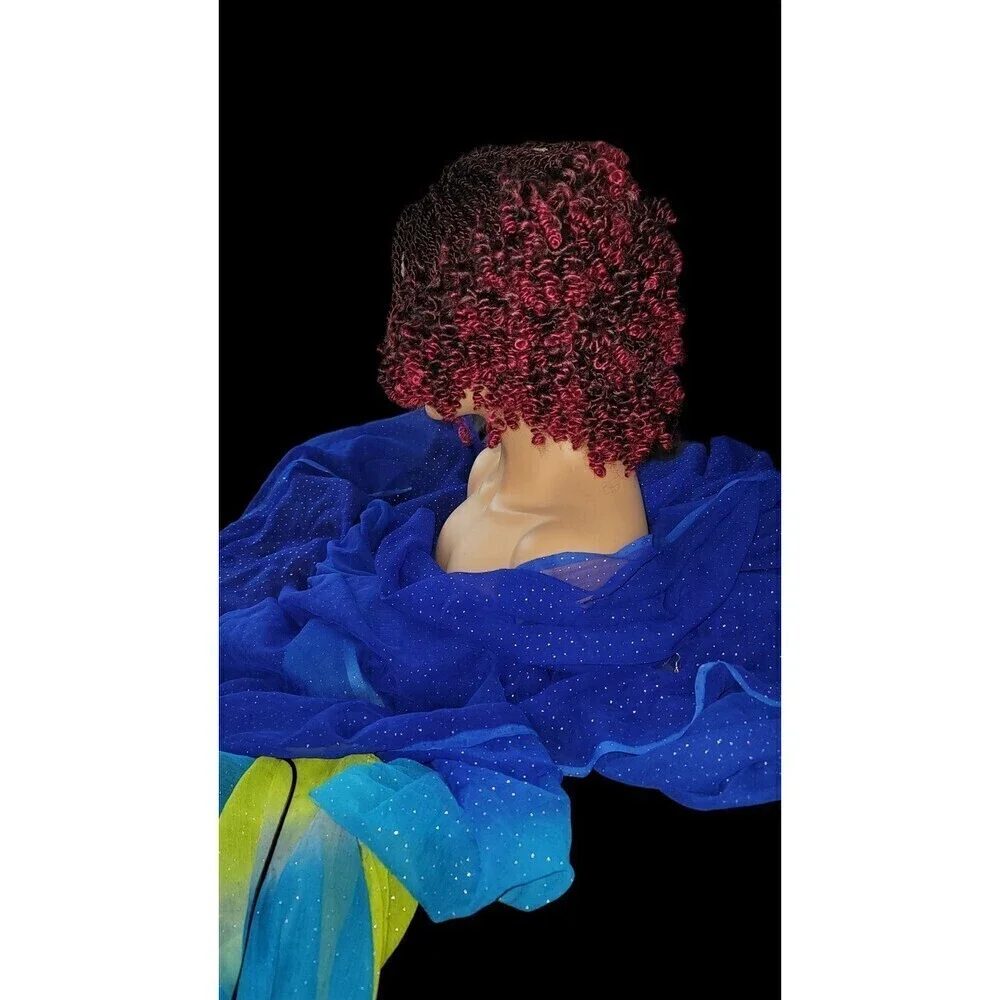 Braided Wig Handmade Micro Millions Braids, Short Kinky Twists, NWT, Ombre